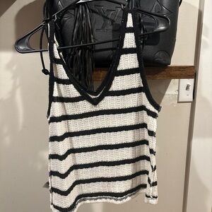 Universal Thread Black and White Striped Tank Top